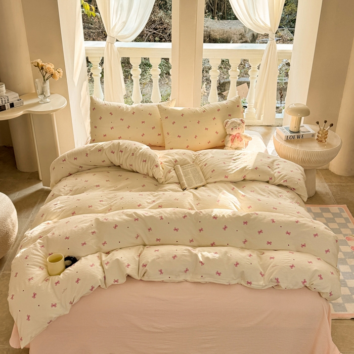 91家纺网 家纺一手货源 找家纺 韩巢家纺 2025热销新款云感双层纱单件被套-（提供卖家秀） 粉相思