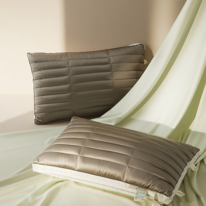 91家纺网 家纺一手货源 找家纺 境月2025新款锦氨黑苦荞麦枕 锦氨黑苦荞—灰高度（15-18cm)