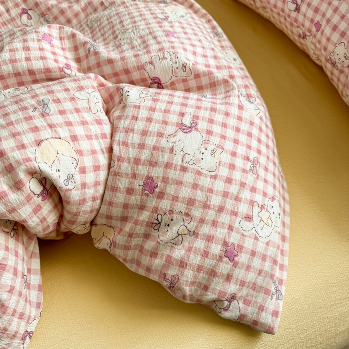 91家纺网 家纺一手货源 找家纺 韩巢家纺 2025热销新款云感双层纱单件被套-（提供卖家秀） 猫猫晚宴