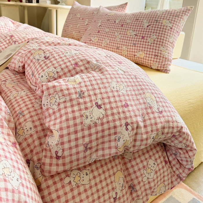 91家纺网 家纺一手货源 找家纺 韩巢家纺 2025热销新款云感双层纱单件被套-（提供卖家秀） 猫猫晚宴