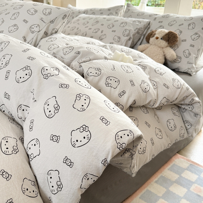 91家纺网 家纺一手货源 找家纺 韩巢家纺 2025热销新款云感双层纱单件被套-（提供卖家秀） 猫咪恋人
