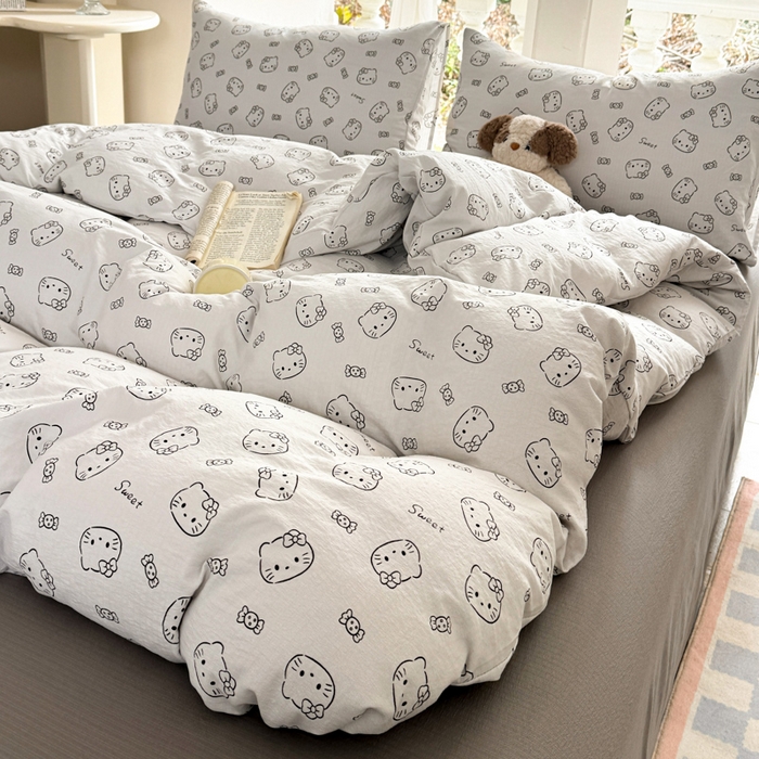 91家纺网 家纺一手货源 找家纺 韩巢家纺 2025热销新款云感双层纱单件被套-（提供卖家秀） 猫咪恋人