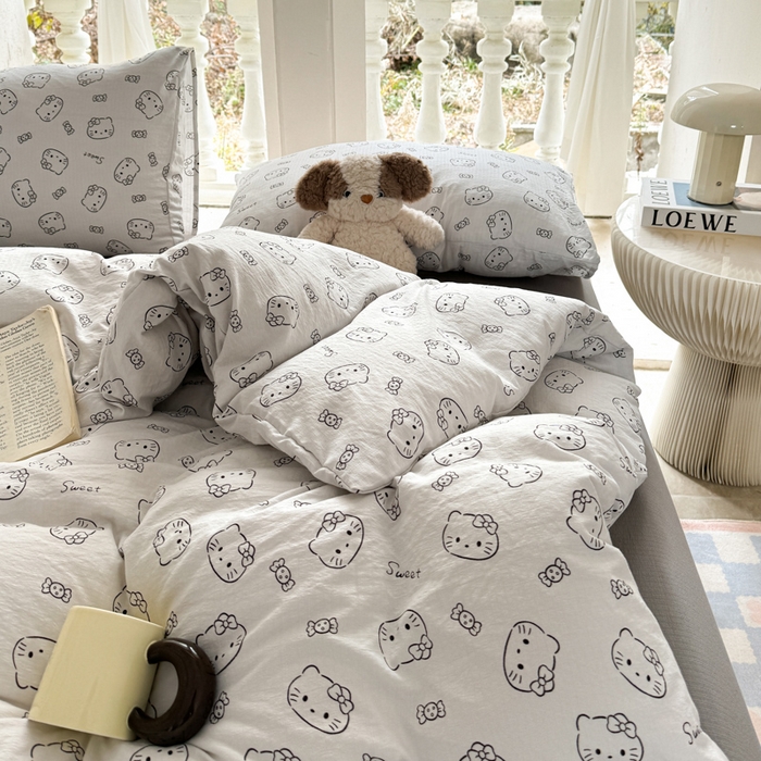 91家纺网 家纺一手货源 找家纺 韩巢家纺 2025热销新款云感双层纱单件被套-（提供卖家秀） 猫咪恋人