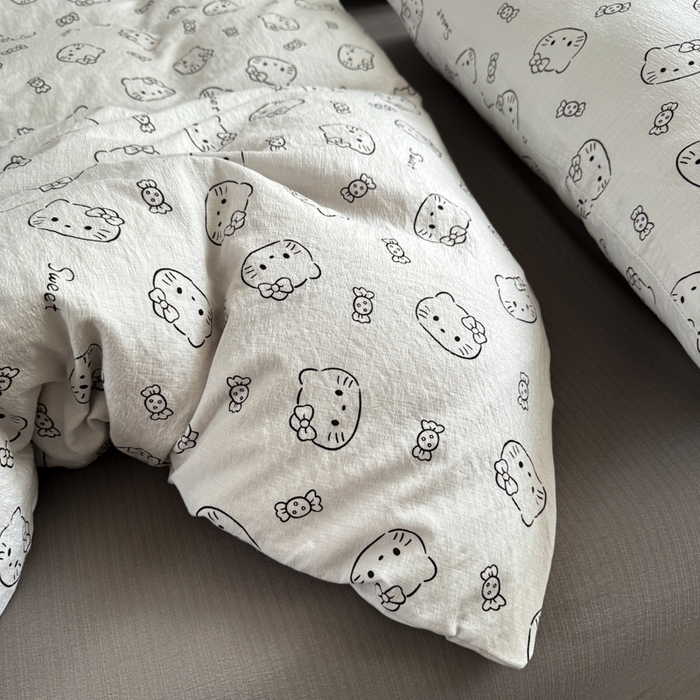 91家纺网 家纺一手货源 找家纺 韩巢家纺 2025热销新款云感双层纱单件被套-（提供卖家秀） 猫咪恋人