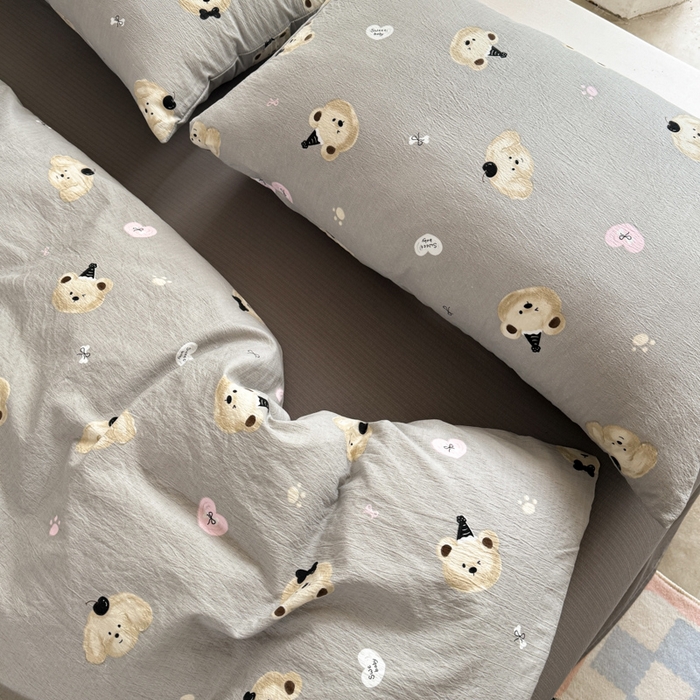 91家纺网 家纺一手货源 找家纺 韩巢家纺 2025热销新款云感双层纱单件被套-（提供卖家秀） 奇妙小熊