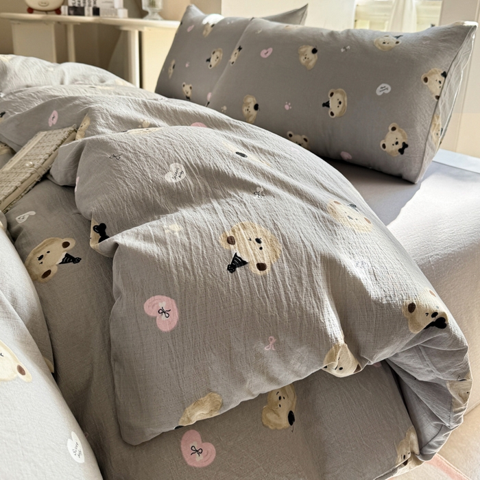 91家纺网 家纺一手货源 找家纺 韩巢家纺 2025热销新款云感双层纱单件被套-（提供卖家秀） 奇妙小熊