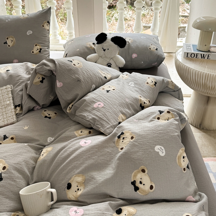 91家纺网 家纺一手货源 找家纺 韩巢家纺 2025热销新款云感双层纱单件被套-（提供卖家秀） 奇妙小熊