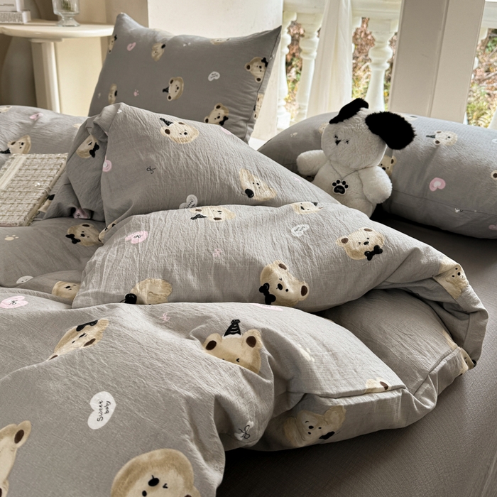 91家纺网 家纺一手货源 找家纺 韩巢家纺 2025热销新款云感双层纱单件被套-（提供卖家秀） 奇妙小熊