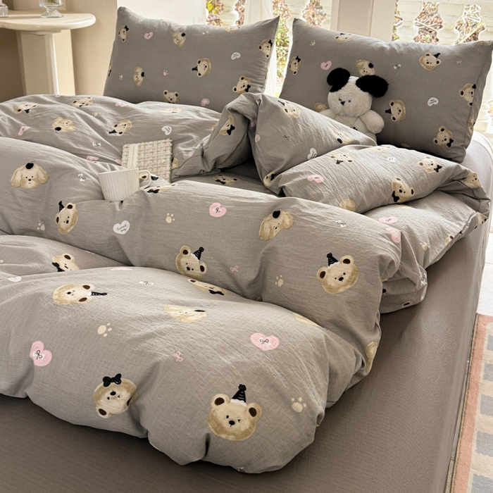 91家纺网 家纺一手货源 找家纺 韩巢家纺 2025热销新款云感双层纱单件被套-（提供卖家秀） 奇妙小熊