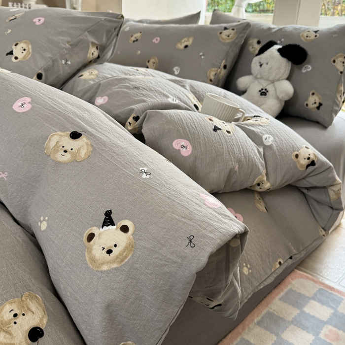 91家纺网 家纺一手货源 找家纺 韩巢家纺 2025热销新款云感双层纱单件被套-（提供卖家秀） 奇妙小熊