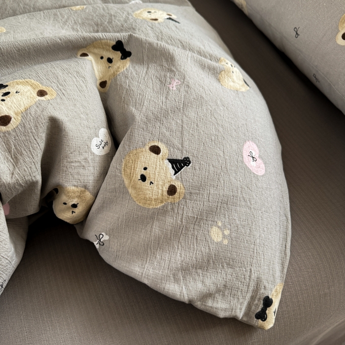 91家纺网 家纺一手货源 找家纺 韩巢家纺 2025热销新款云感双层纱单件被套-（提供卖家秀） 奇妙小熊