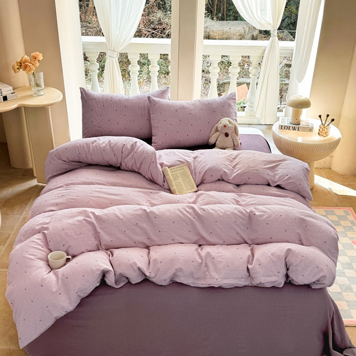 91家纺网 家纺一手货源 找家纺 韩巢家纺 2025热销新款云感双层纱单件被套-（提供卖家秀） 紫倾心