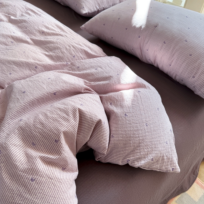 91家纺网 家纺一手货源 找家纺 韩巢家纺 2025热销新款云感双层纱单件被套-（提供卖家秀） 紫倾心