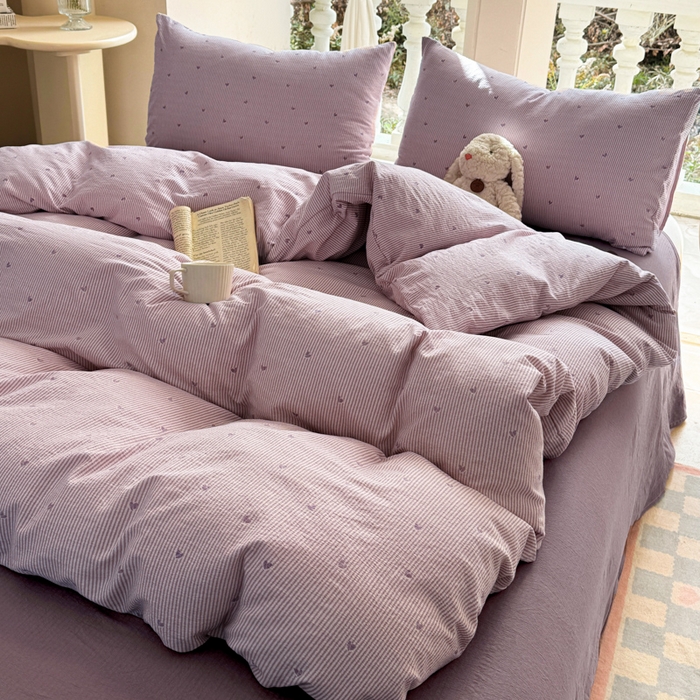 91家纺网 家纺一手货源 找家纺 韩巢家纺 2025热销新款云感双层纱单件被套-（提供卖家秀） 紫倾心