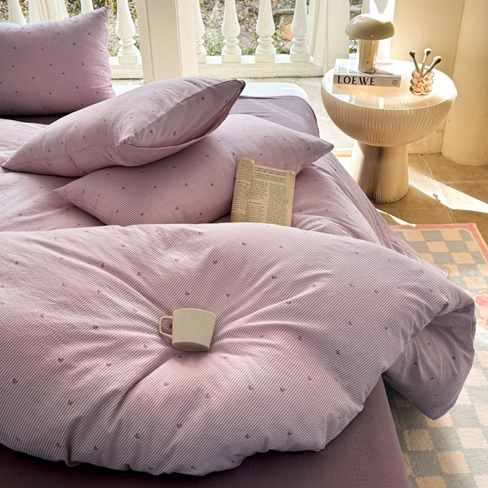 91家纺网 家纺一手货源 找家纺 韩巢家纺 2025热销新款云感双层纱单件被套-（提供卖家秀） 紫倾心
