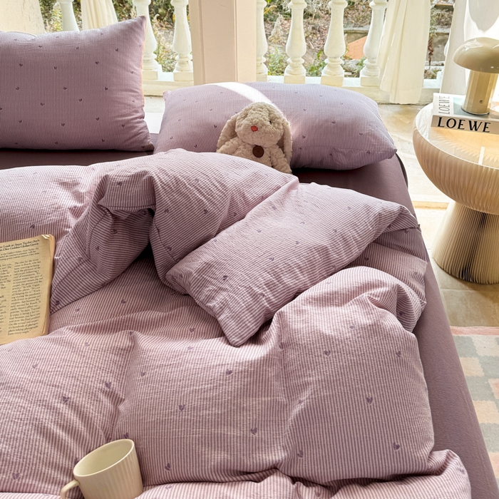 91家纺网 家纺一手货源 找家纺 韩巢家纺 2025热销新款云感双层纱单件被套-（提供卖家秀） 紫倾心