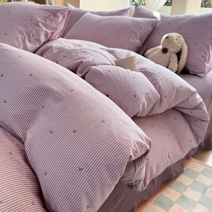 91家纺网 家纺一手货源 找家纺 韩巢家纺 2025热销新款云感双层纱单件被套-（提供卖家秀） 紫倾心