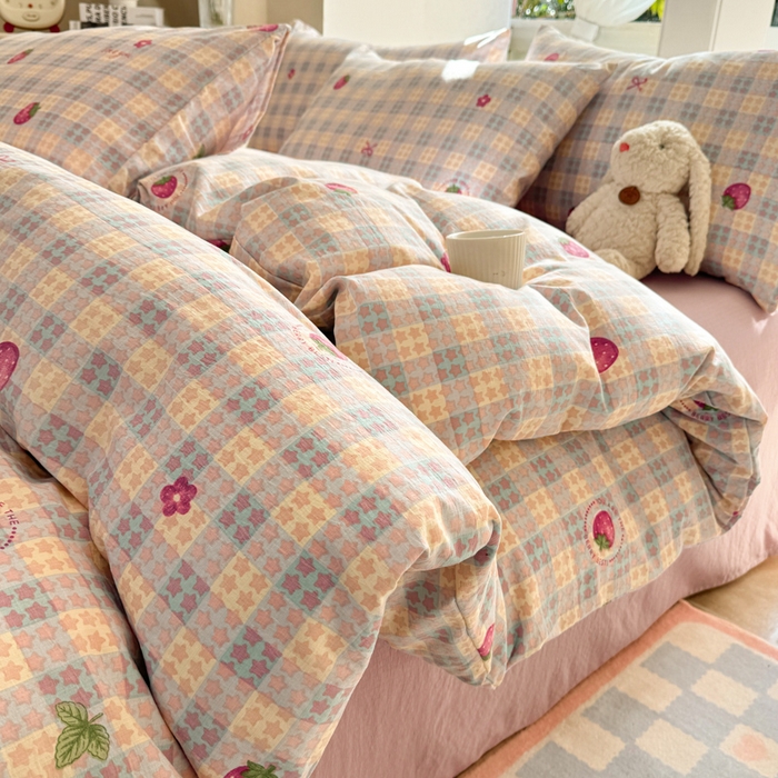 韩巢家纺 2025热销新款云感双层纱单件被套-（提供卖家秀） 有草莓的地方