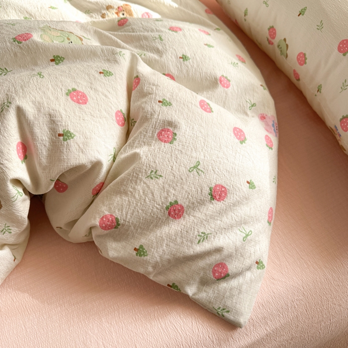 91家纺网 家纺一手货源 找家纺 韩巢家纺 2025热销新款云感双层纱单件被套-（提供卖家秀） 邮一颗草莓