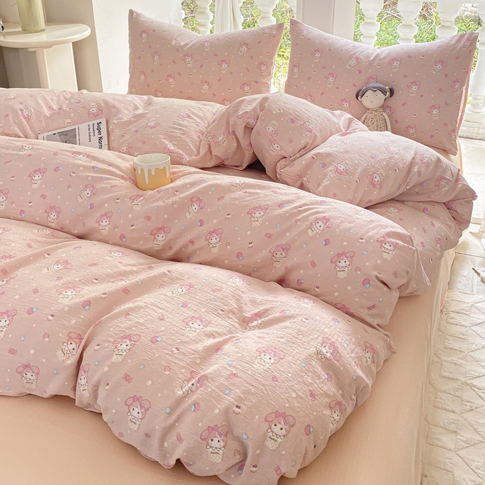 91家纺网 家纺一手货源 找家纺 韩巢家纺 2025热销新款云感双层纱单件被套-（提供卖家秀） 小美冰激凌