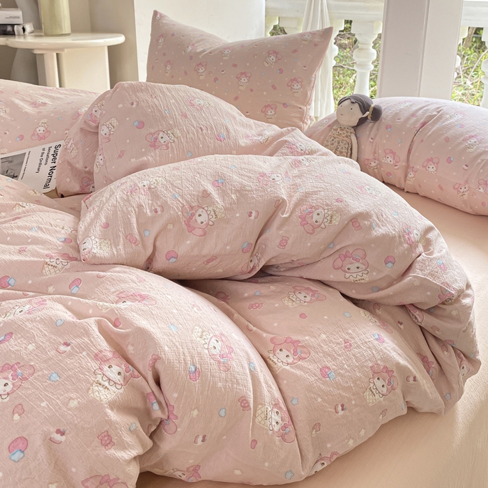 91家纺网 家纺一手货源 找家纺 韩巢家纺 2025热销新款云感双层纱单件被套-（提供卖家秀） 小美冰激凌