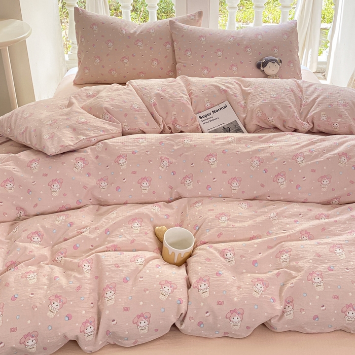 91家纺网 家纺一手货源 找家纺 韩巢家纺 2025热销新款云感双层纱单件被套-（提供卖家秀） 小美冰激凌