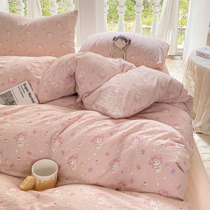 91家纺网 家纺一手货源 找家纺 韩巢家纺 2025热销新款云感双层纱单件被套-（提供卖家秀） 小美冰激凌