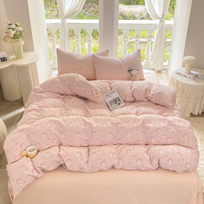 91家纺网 家纺一手货源 找家纺 韩巢家纺 2025热销新款云感双层纱单件被套-（提供卖家秀） 小美冰激凌