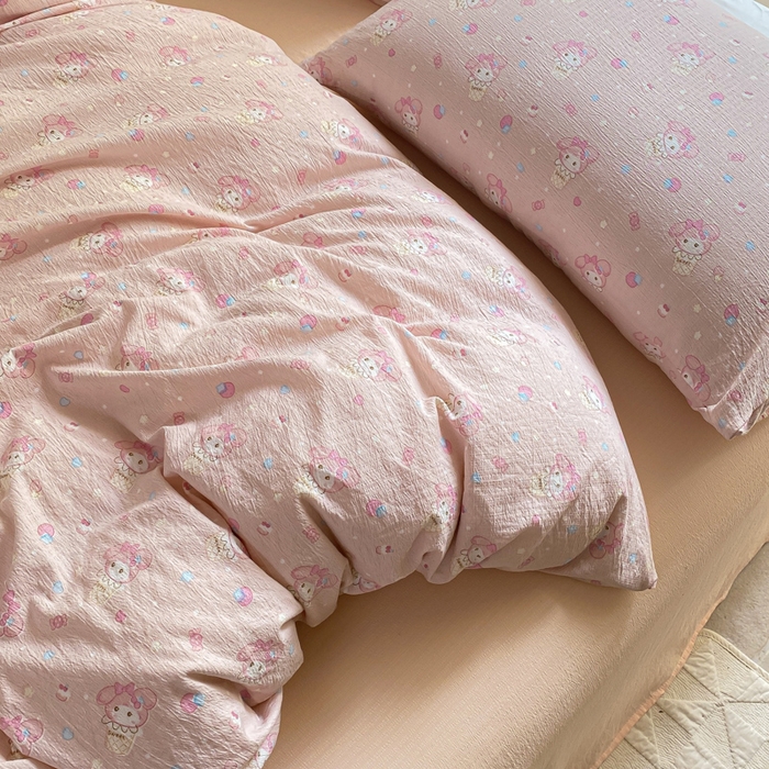 91家纺网 家纺一手货源 找家纺 韩巢家纺 2025热销新款云感双层纱单件被套-（提供卖家秀） 小美冰激凌