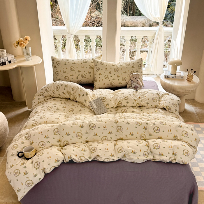 91家纺网 家纺一手货源 找家纺 韩巢家纺 2025热销新款云感双层纱单件被套-（提供卖家秀） 兔子的欢喜