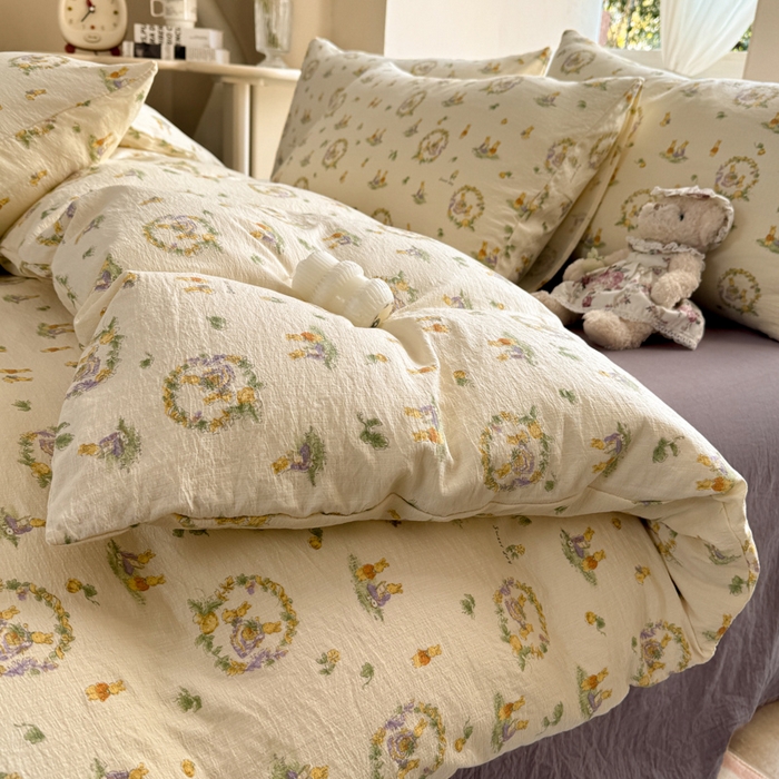 91家纺网 家纺一手货源 找家纺 韩巢家纺 2025热销新款云感双层纱单件被套-（提供卖家秀） 兔子的欢喜