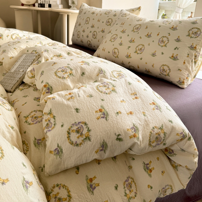 91家纺网 家纺一手货源 找家纺 韩巢家纺 2025热销新款云感双层纱单件被套-（提供卖家秀） 兔子的欢喜