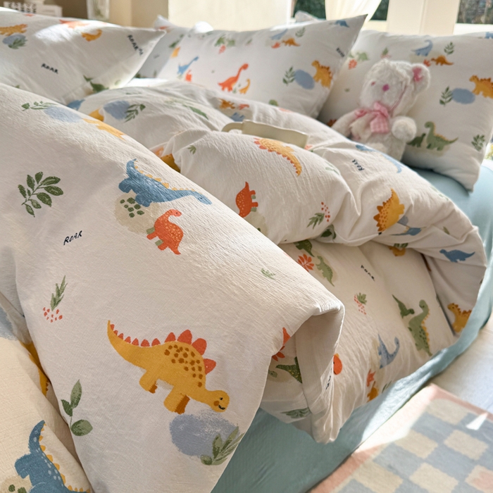 91家纺网 家纺一手货源 找家纺 韩巢家纺 2025热销新款云感双层纱单件被套-（提供卖家秀） 树林小小龙