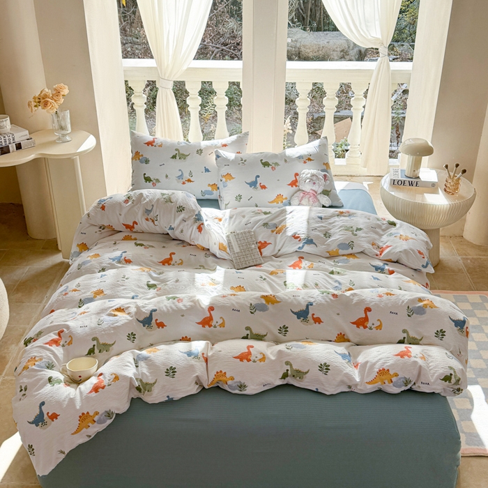 91家纺网 家纺一手货源 找家纺 韩巢家纺 2025热销新款云感双层纱单件被套-（提供卖家秀） 树林小小龙