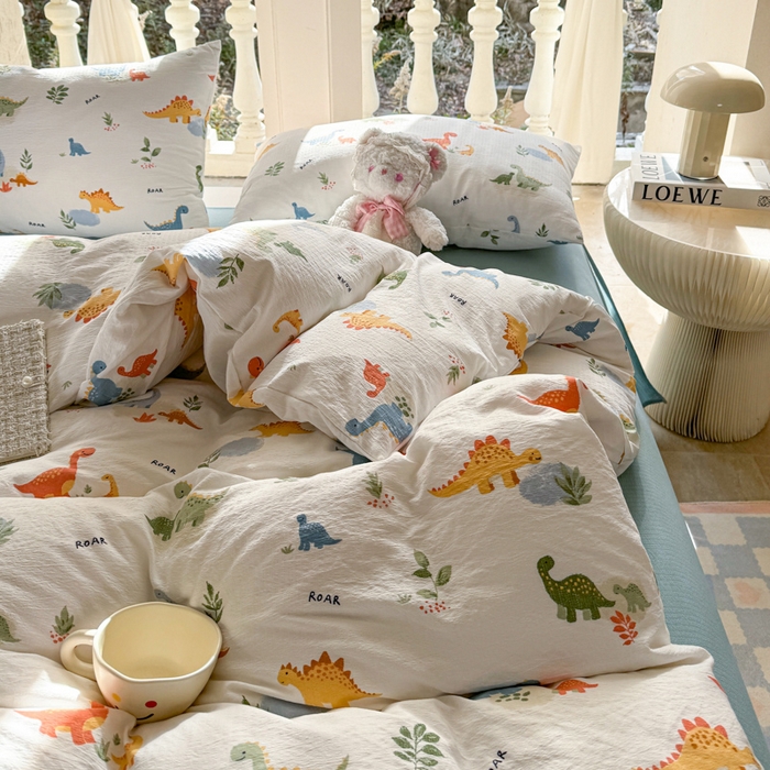 91家纺网 家纺一手货源 找家纺 韩巢家纺 2025热销新款云感双层纱单件被套-（提供卖家秀） 树林小小龙