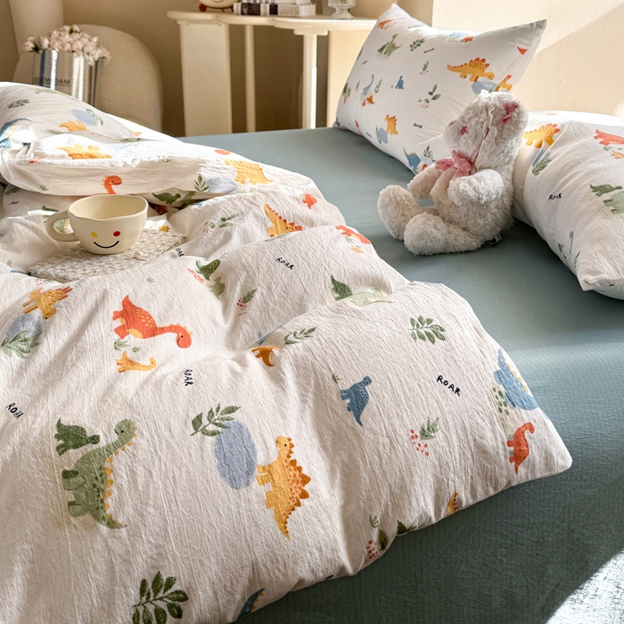 91家纺网 家纺一手货源 找家纺 韩巢家纺 2025热销新款云感双层纱单件被套-（提供卖家秀） 树林小小龙