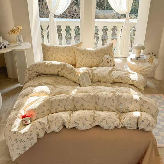 91家纺网 家纺一手货源 找家纺 韩巢家纺 2025热销新款云感双层纱单件被套-（提供卖家秀） 森田野园