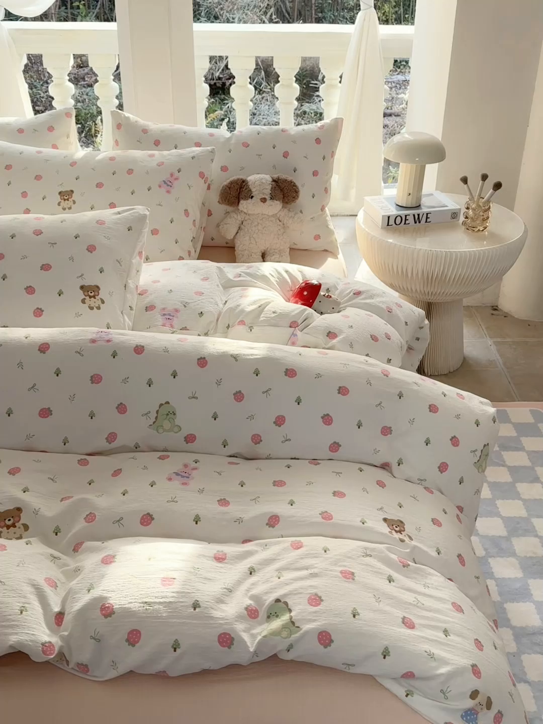 91家纺网 家纺一手货源 找家纺 韩巢家纺 2025热销新款云感双层纱单件被套-（提供卖家秀） 邮一颗草莓