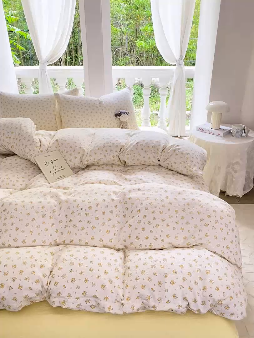 91家纺网 家纺一手货源 找家纺 韩巢家纺 2025热销新款云感双层纱单件被套-（提供卖家秀） 橘子海