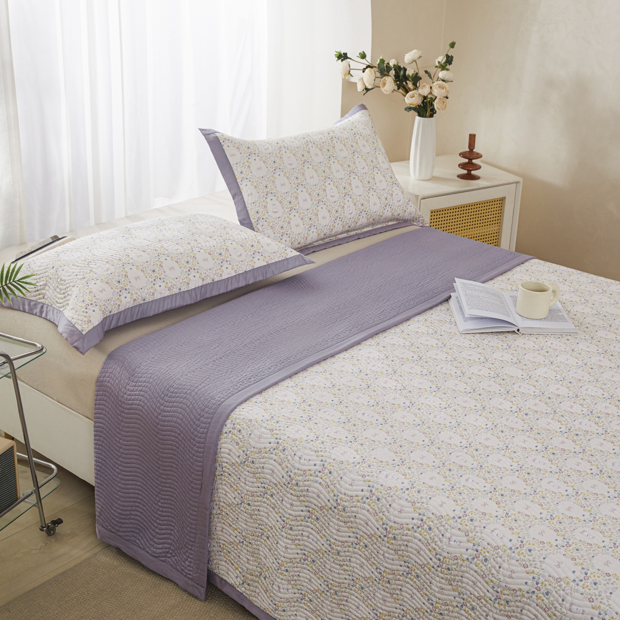 91家纺网 家纺一手货源 找家纺 （总）莎果 2025春夏莫代尔印花高温砂洗床盖三件套四件套