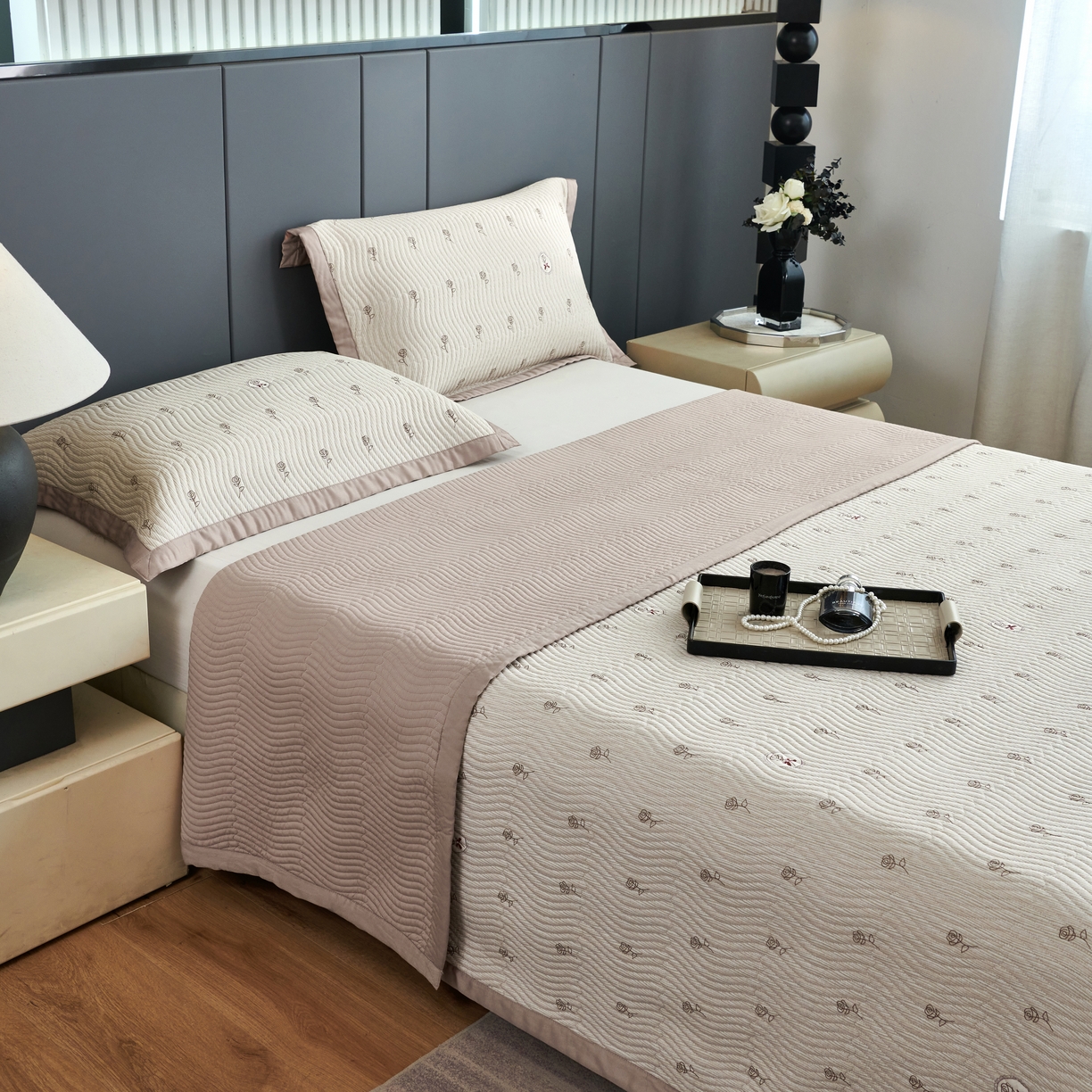 91家纺网 家纺一手货源 找家纺 （总）莎果 2025春夏莫代尔印花高温砂洗床盖三件套四件套