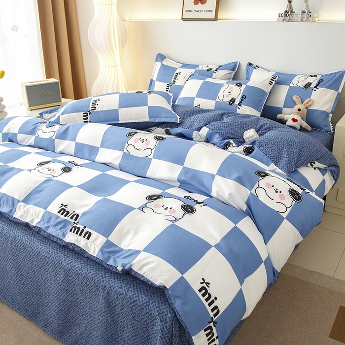 91家纺网 家纺一手货源 找家纺 佑泽家纺 2025活性印花芦荟棉四件套 小可爱