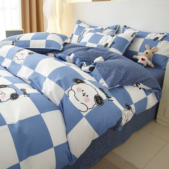 91家纺网 家纺一手货源 找家纺 佑泽家纺 2025活性印花芦荟棉四件套 小可爱