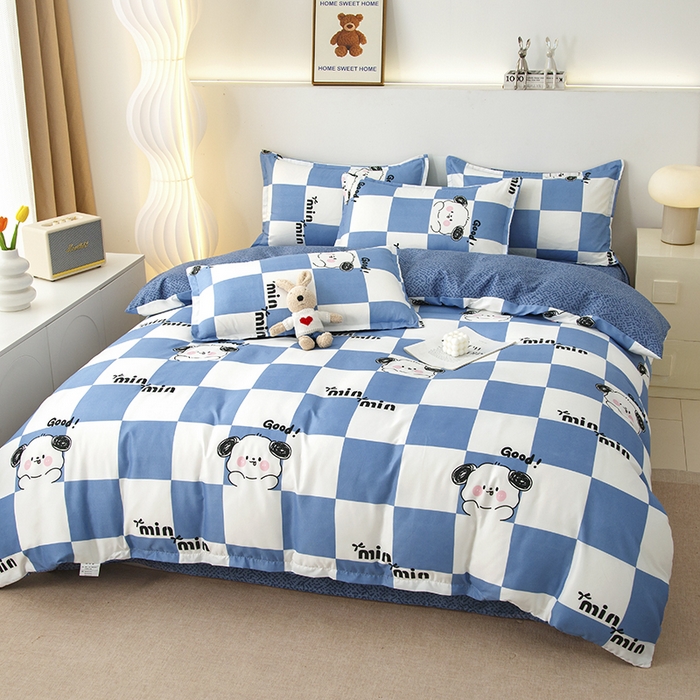 91家纺网 家纺一手货源 找家纺 佑泽家纺 2025活性印花芦荟棉四件套 小可爱