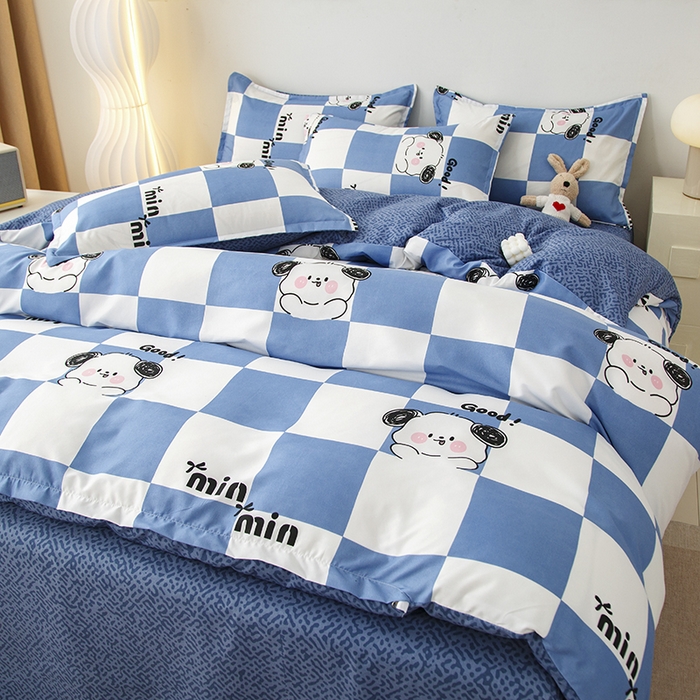 91家纺网 家纺一手货源 找家纺 佑泽家纺 2025活性印花芦荟棉四件套 小可爱