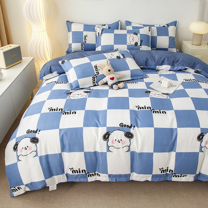 91家纺网 家纺一手货源 找家纺 佑泽家纺 2025活性印花芦荟棉四件套 小可爱