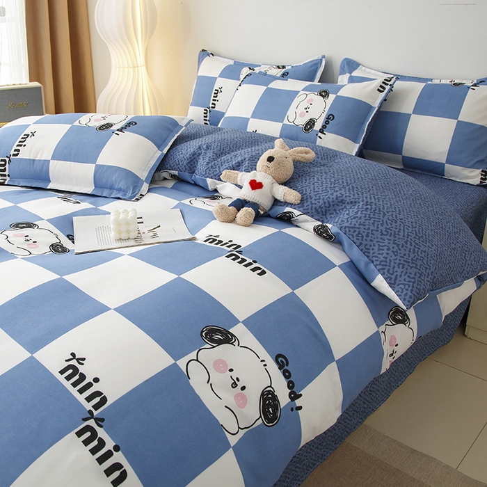 91家纺网 家纺一手货源 找家纺 佑泽家纺 2025活性印花芦荟棉四件套 小可爱