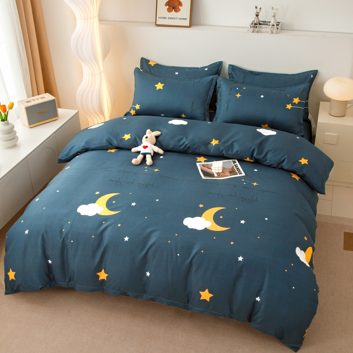 91家纺网 家纺一手货源 找家纺 佑泽家纺 2025活性印花芦荟棉四件套 星空之约