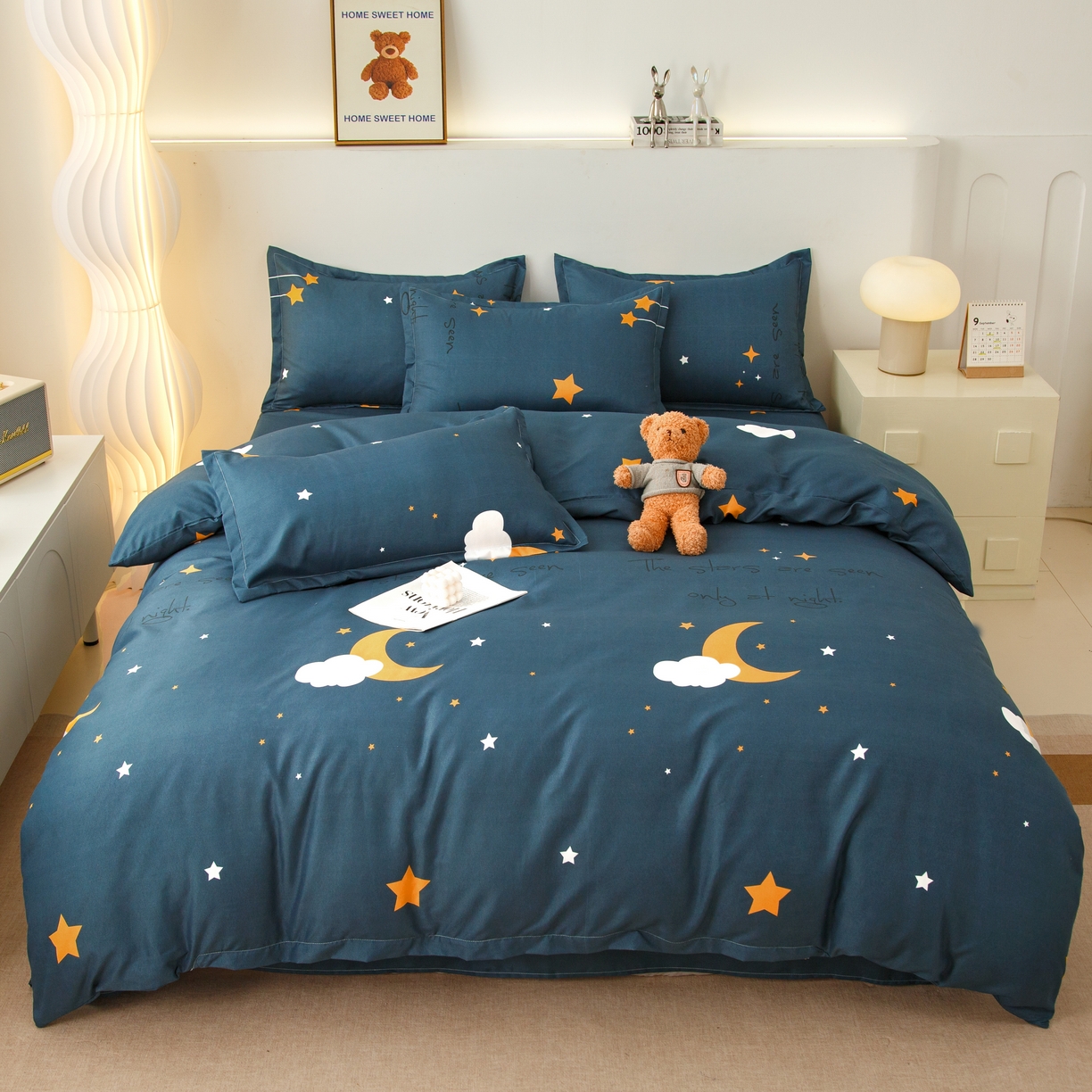 91家纺网 家纺一手货源 找家纺 佑泽家纺 2025活性印花芦荟棉四件套 星空之约