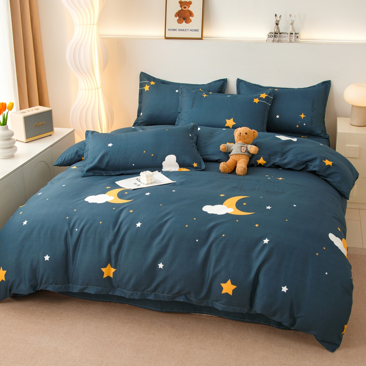 91家纺网 家纺一手货源 找家纺 佑泽家纺 2025活性印花芦荟棉四件套 星空之约